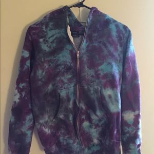 Blue and purple tye dye zip sweatshirt
